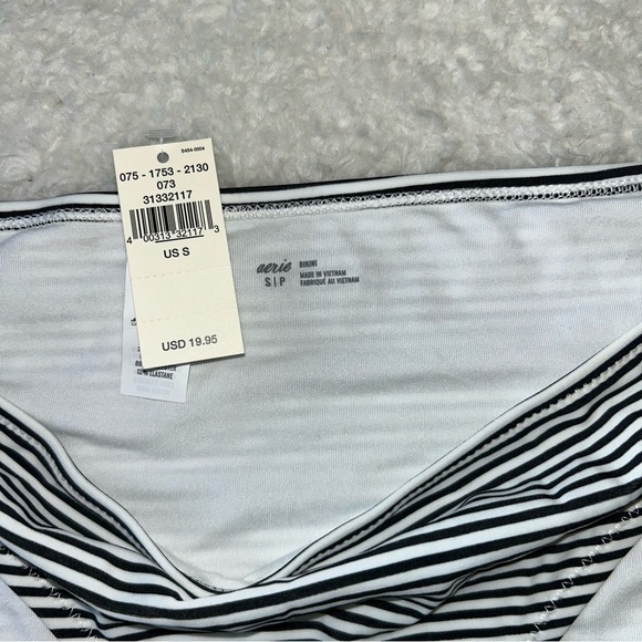 Aerie Classic Bikini Bottoms Black & White Stripped Small NWT - Picture 2 of 4